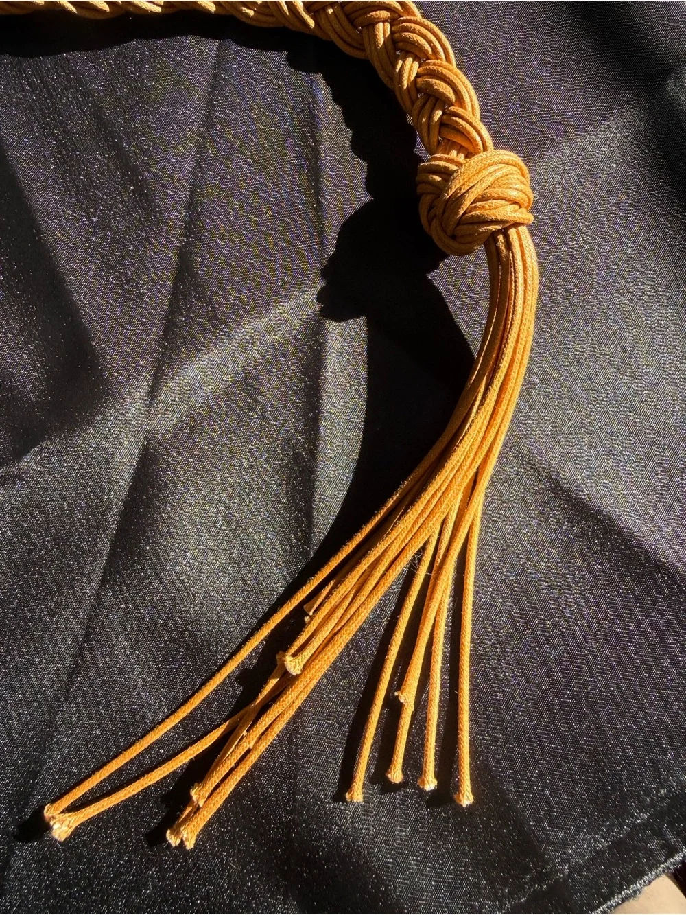 Vintage Rafe New York Tan Braided Leather Fringe Belt
